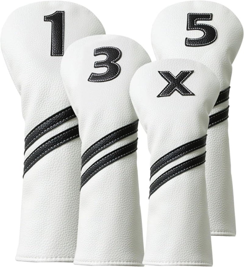 Frimon Golf Club Covers,4pcs or 1pc Golf Headcovers for Woods and Driver Fairway Hybrids Women Men - Premium PU Leather with Interchangeable Tags & Magnetic Blade and Mallet Putter Covers - Image 1